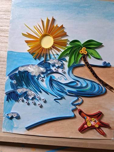 Original Beach Mixed Media by ZAD Creation