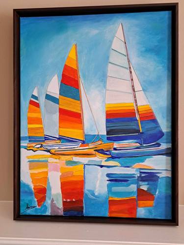 Original Art Deco Boat Paintings by ZAD Creation