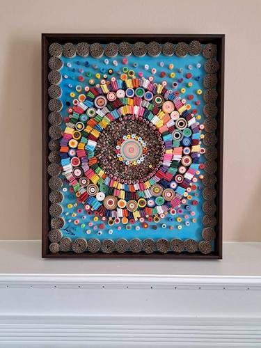Colorful Abstract (21" x 17")  in Handmade Frame Original thumb