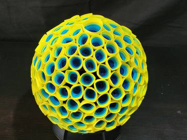Modern Abstract Spherical Geometrical Sphere Orb Sculpture 3D thumb