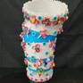 Round Sculptural Rolled Paper Flowers Vase