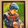 Portrait Multicolored  Beads, Painting Young Girl