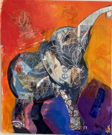 Print of Abstract Expressionism Animal Mixed Media by Kim Langley