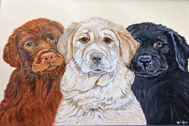 Original Dogs Painting by Ron Kiino