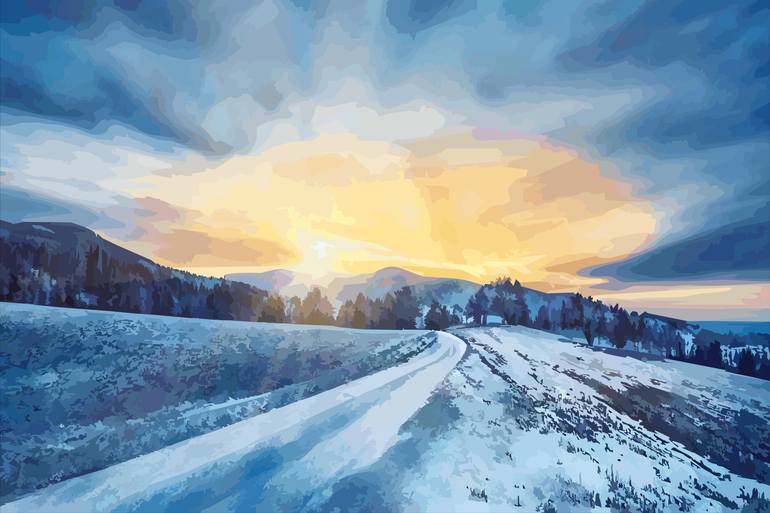 Original Illustration Landscape Digital by Tamart Graphics