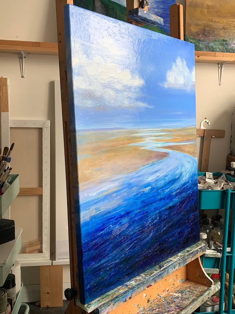 Original Impressionism Beach Painting by Dawn Rodger