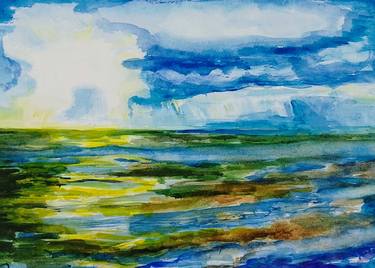 Print of Impressionism Seascape Paintings by Voin Voin