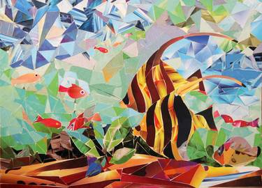 Original Realism Fish Collage by Jayathilaka Samarathunga