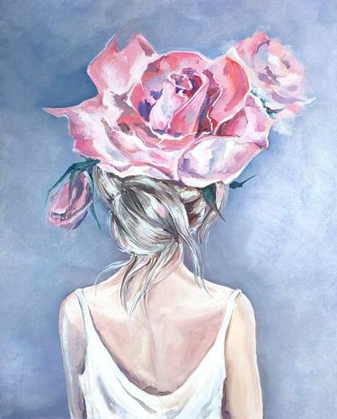 Blonde girl with roses thumb