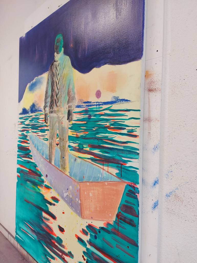 Original Abstract Boat Painting by Marlien Venema