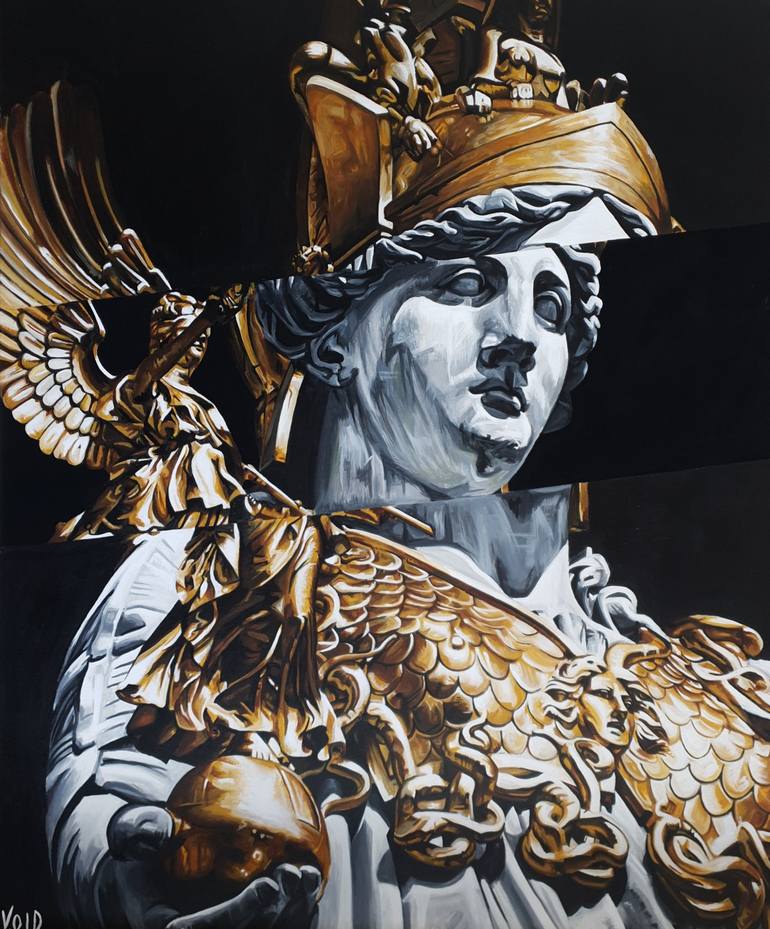 Athena holding Nike (Winged Goddess of Victory) Painting VOID UK | Saatchi Art