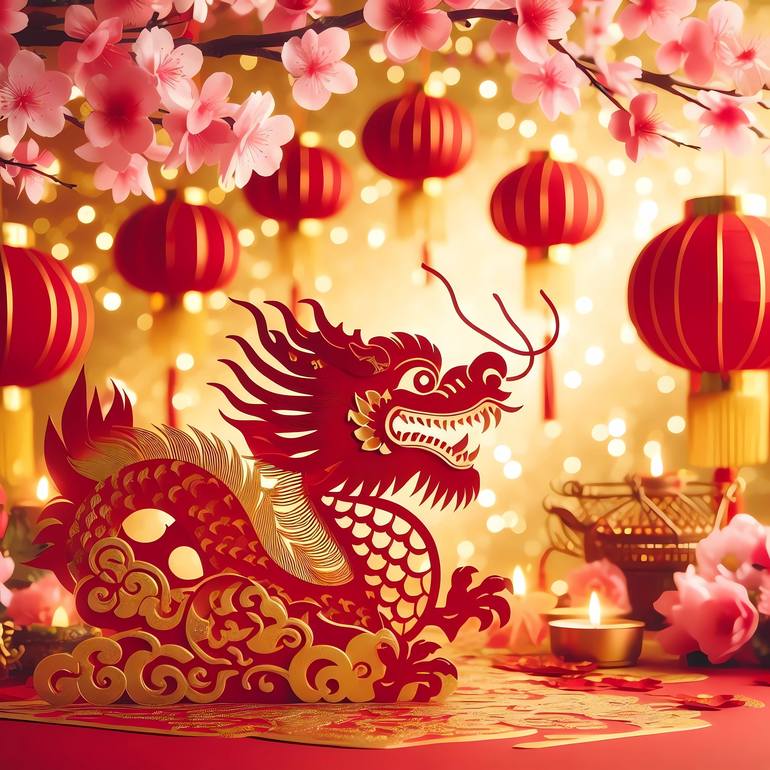 2024 year of the Dragon, new year decoration, chinese new year