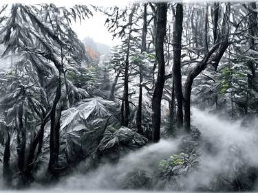 Misty Dense Forest in the Mountain | Nature Painting thumb