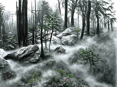 Misty Dense Forest in the Mountain | Nature Painting thumb