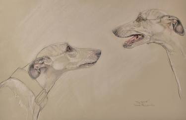 Original Realism Dogs Drawing by Donalee Peden Wesley