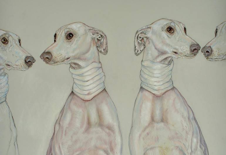 Original Contemporary Dogs Drawing by Donalee Peden Wesley