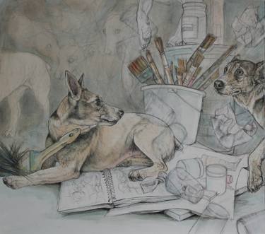 Original Dogs Drawings by Donalee Peden Wesley