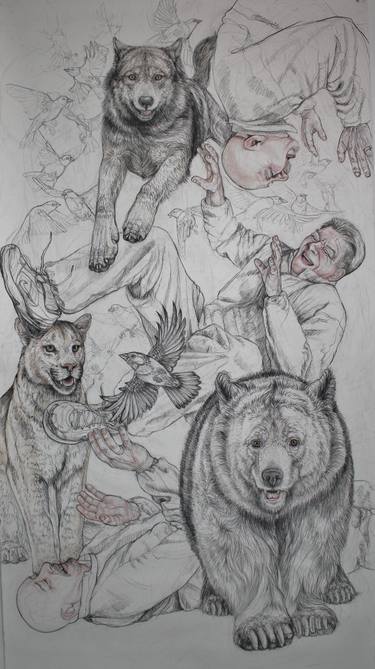 Original Figurative Animal Drawings by Donalee Peden Wesley