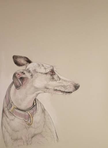 Original Figurative Dogs Drawings by Donalee Peden Wesley