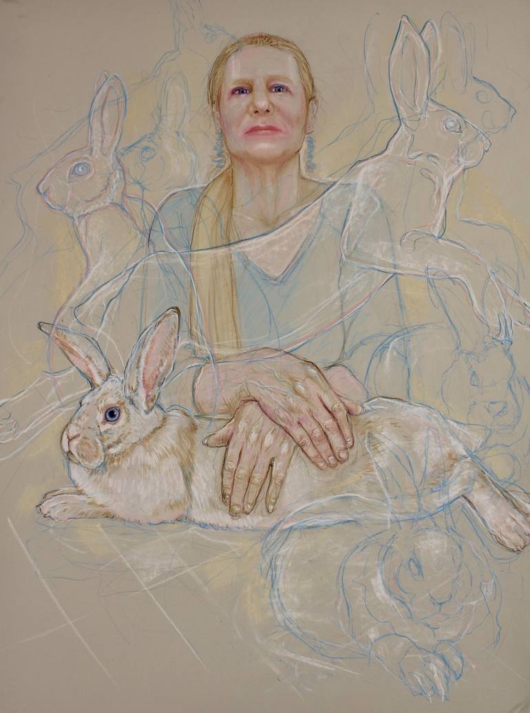 Alice and the White Rabbit 2 Drawing by Donalee Peden Wesley | Saatchi Art