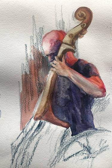 Double bass player sketch thumb