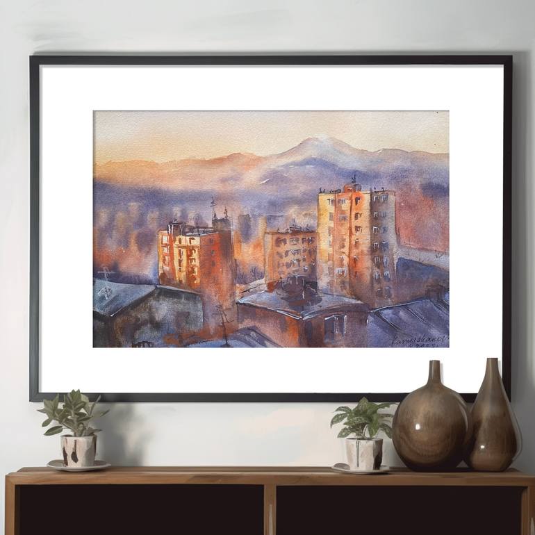Original Impressionism Cities Painting by Daria Kamishanova