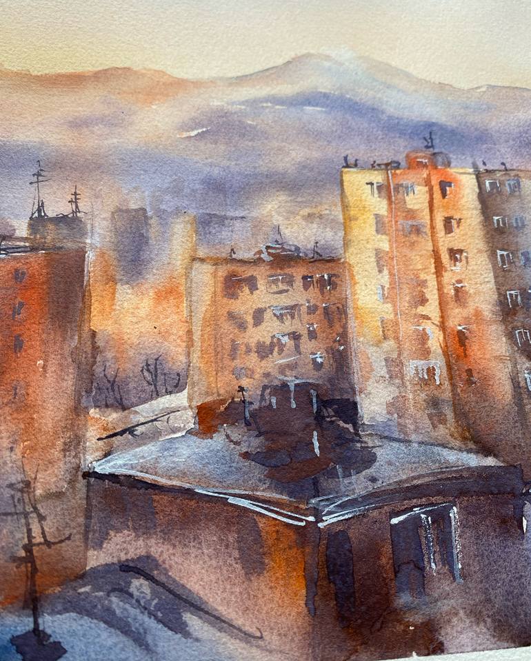 Original Impressionism Cities Painting by Daria Kamishanova