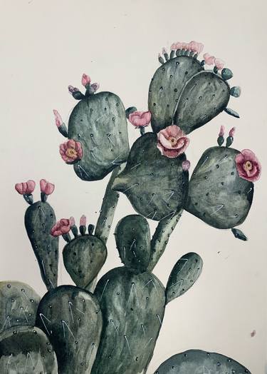 Blooming cactus thumb