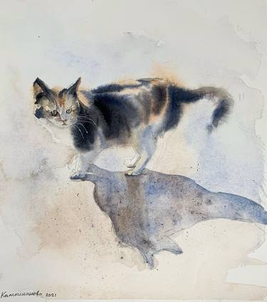 Original Impressionism Cats Drawings by Daria Kamishanova