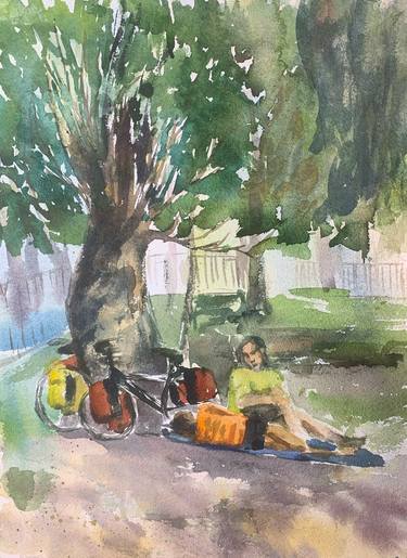 Original Impressionism Bike Paintings by Daria Kamishanova