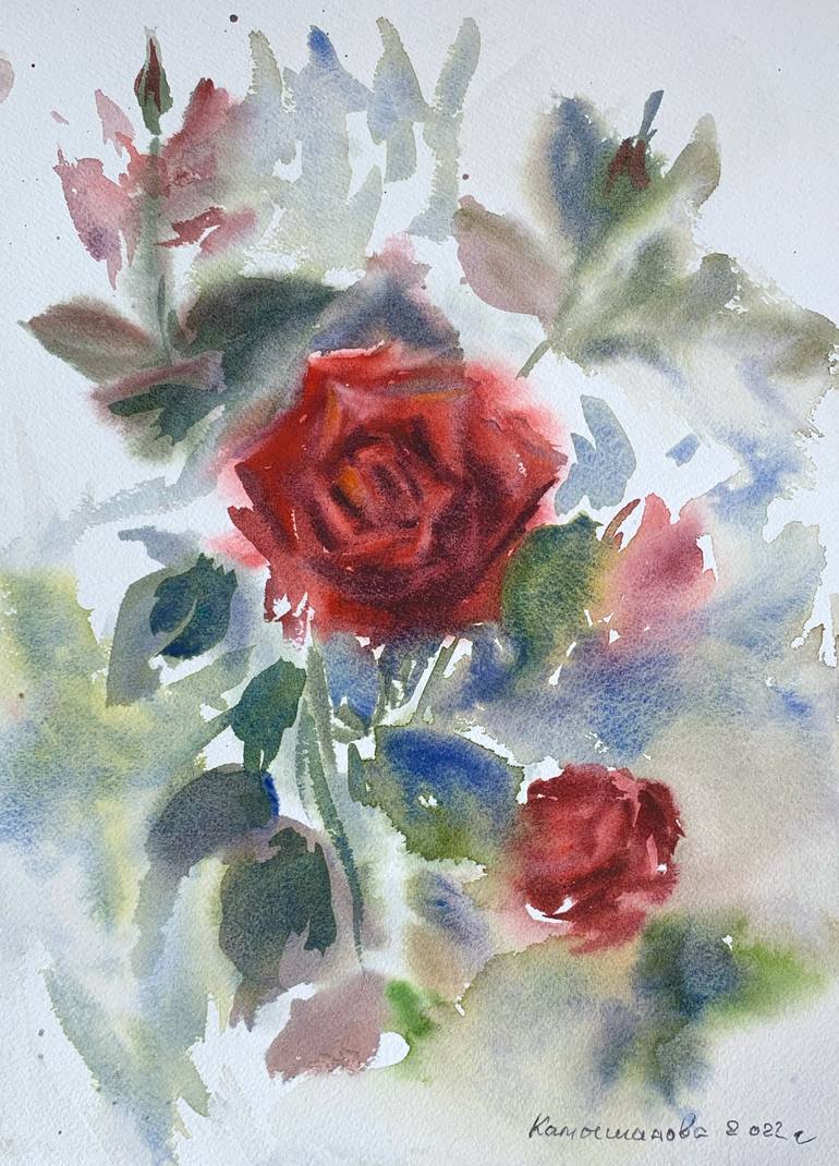 Print of Expressionism Floral Paintings by Daria Kamishanova