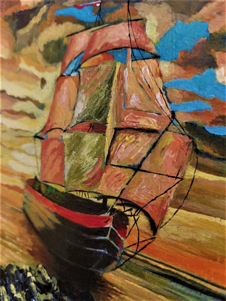 Original Boat Painting by Rabia Adnan