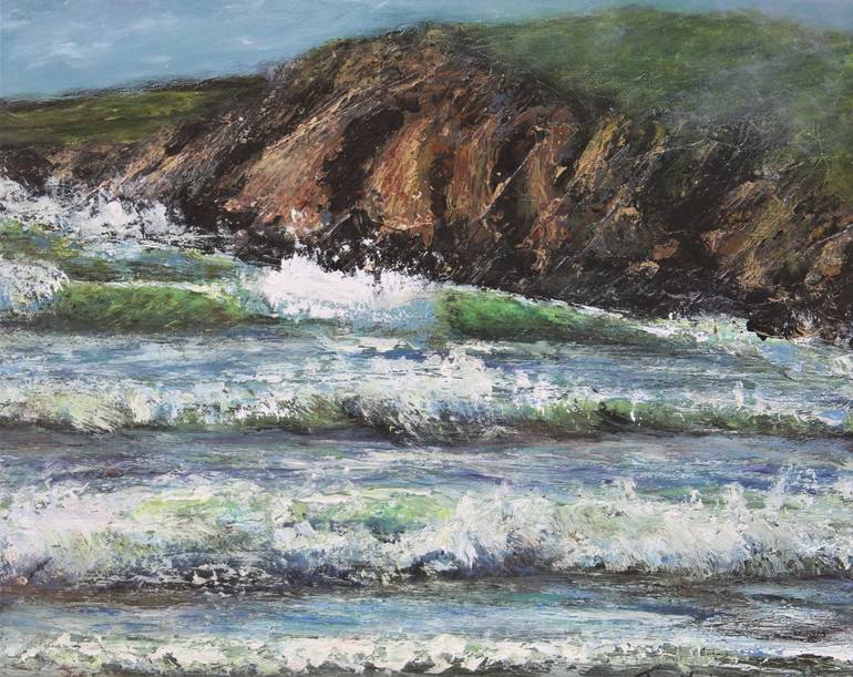 Blustery day, Aberffraw Painting by Jane Moules Jones | Saatchi Art