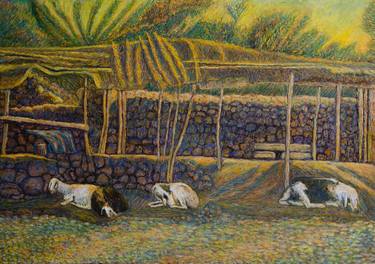 Original Impressionism Rural life Paintings by Suranga Navarathne