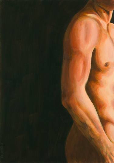 Original Photorealism Men Painting by Fabienne Monestier