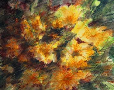 Original Abstract Expressionism Floral Drawings by Fabienne Monestier