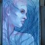 Portrait of a young mermaid in the seaweeds and the laminars.
Watersoluble wax pencil, watersoluble pencils, permanent acrylic markers on watercolor Arches paper 300g