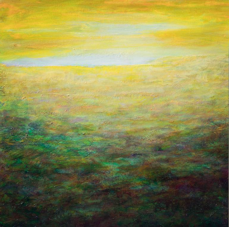 Yellow abstract landscape Painting by Fabienne Monestier | Saatchi Art