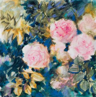 "Autumn roses" - floral contemporary - medium size on canvas - 60X60cm thumb