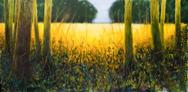 "The golden field" - EXTRA LARGE SIZE Landscape - 78X157 inches (200X400cm) - Unstretched canvas. (2016) thumb