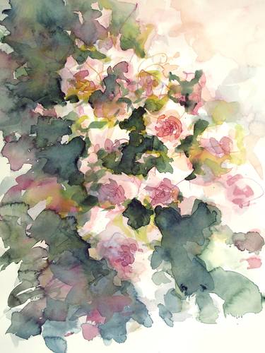 "Spring #2" - Floral Roses watercolor study - small size - 31X41 cm thumb