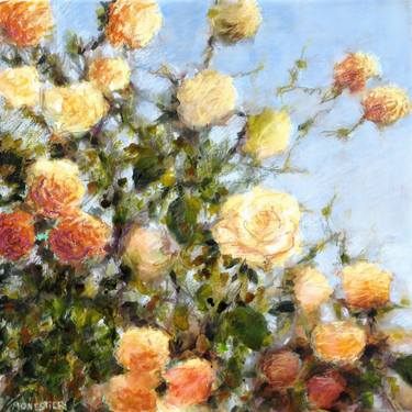 Yellow roses - contemporary floral painting medium size - 50X50 cm thumb