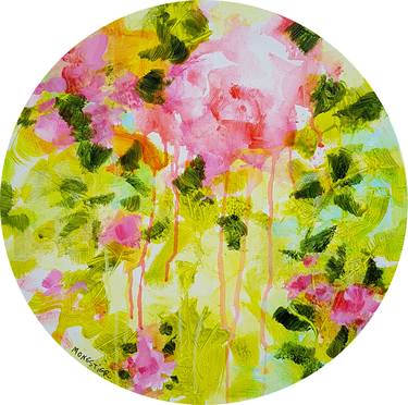 Floral poetry #1 - acrylic on circular canvas thumb