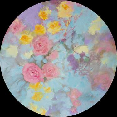 Romantic floral tondo - round canvas - Saatchisfaction thumb