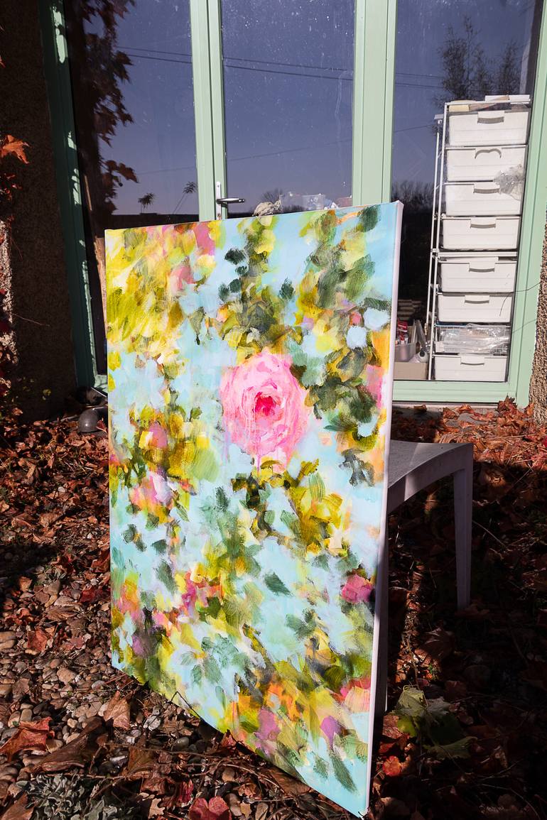 Original Art Deco Floral Painting by Fabienne Monestier