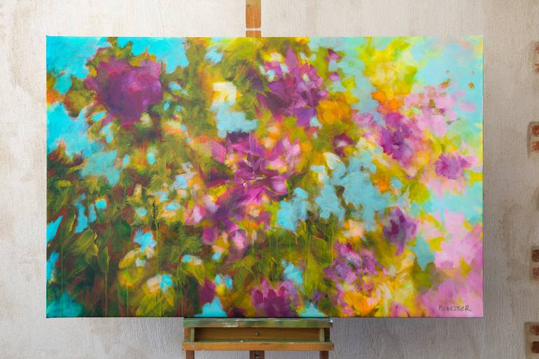 Original Expressionism Floral Painting by Fabienne Monestier