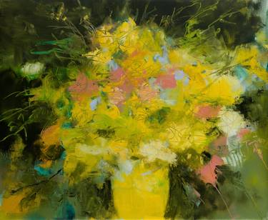 Yellow floral bouquet - impasto oil painting thumb