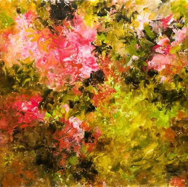 Flowers in the garden - Floral abstraction - Impasto oil painting thumb
