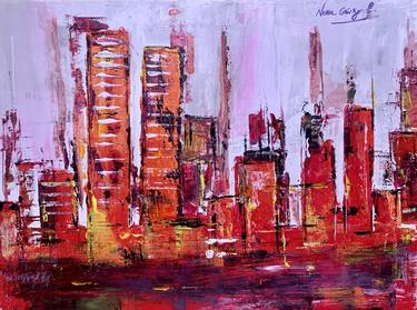 Original Abstract Cities Paintings by Nerea Cañizo