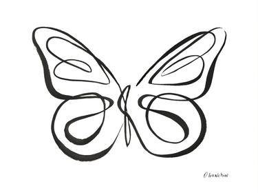 Minimalist butterfly. Original acrylic ink drawing. thumb